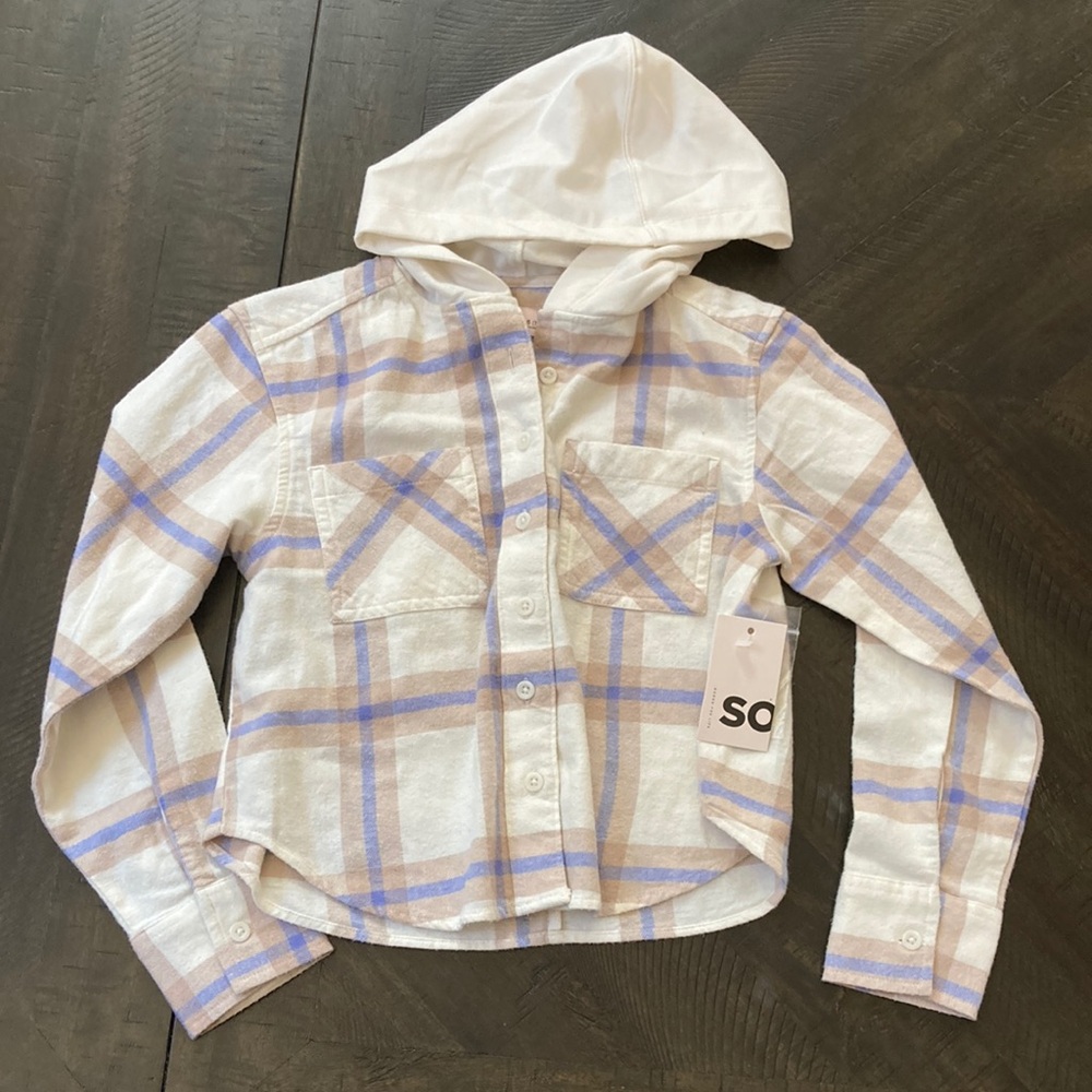 SO Kids Plaid Hooded top tags still on